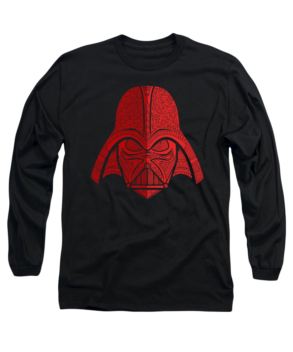 Darth Vader Long Sleeve T-Shirt featuring the mixed media Darth Vader - Star Wars Art - Red 02 by Studio Grafiikka