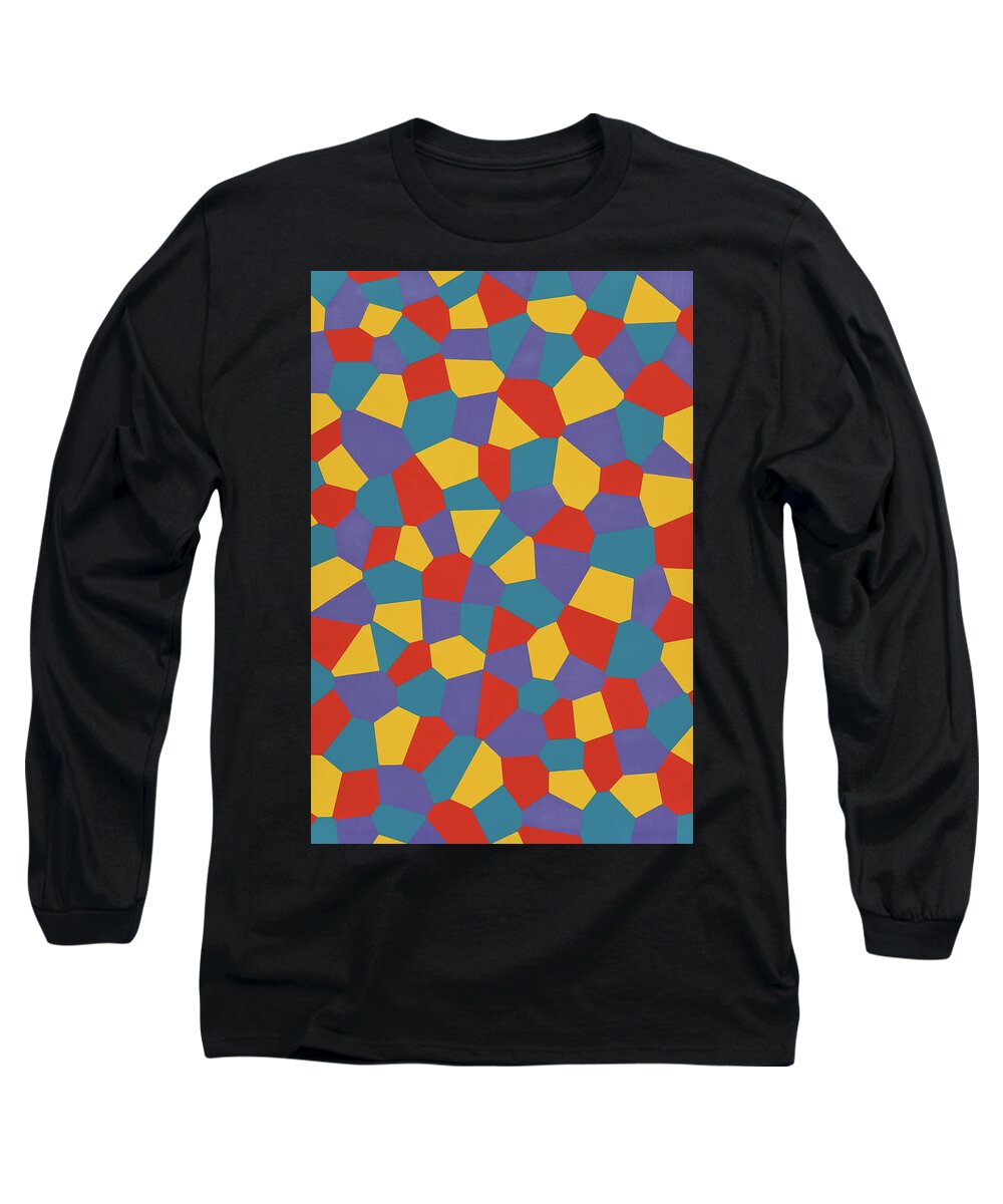 Abstract Long Sleeve T-Shirt featuring the painting Delaunay Triptych Panel 1 by Janet Hansen