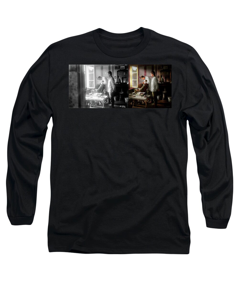 Self Long Sleeve T-Shirt featuring the photograph Dentist - The horrors of war 1917 - Side by Side by Mike Savad