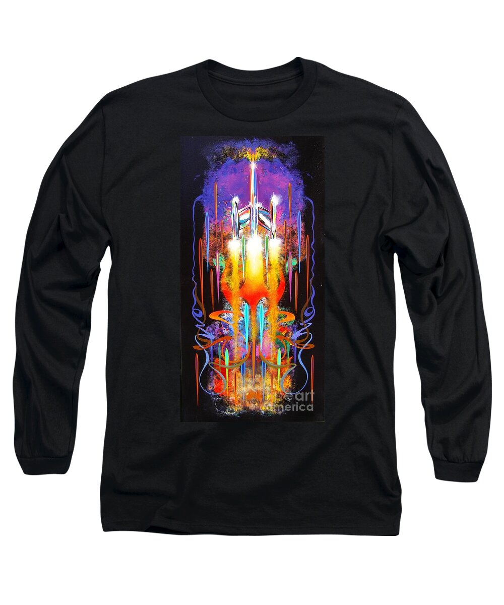Rocket Long Sleeve T-Shirt featuring the painting Departure by Alan Johnson