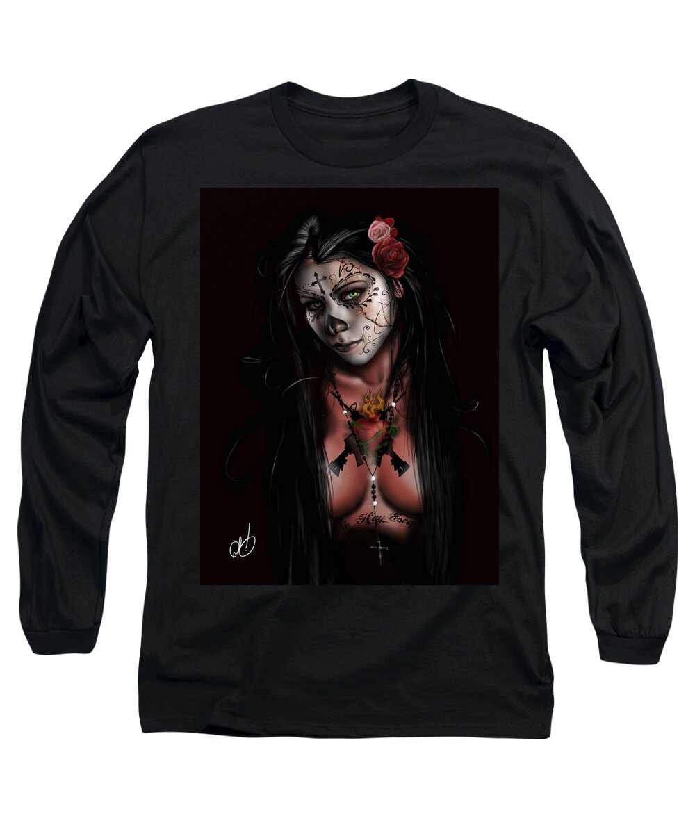 Pete Long Sleeve T-Shirt featuring the painting Dia De Los Muertos 3 by Pete Tapang