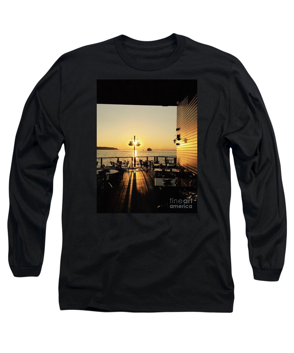 Sunset Long Sleeve T-Shirt featuring the photograph Dinner on the water by LeLa Becker