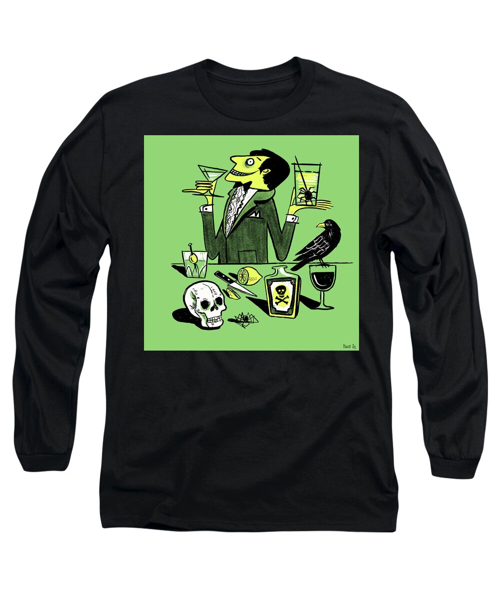 Halloween Long Sleeve T-Shirt featuring the painting Drinks With The Mad Scientist Next Door by Little Bunny Sunshine