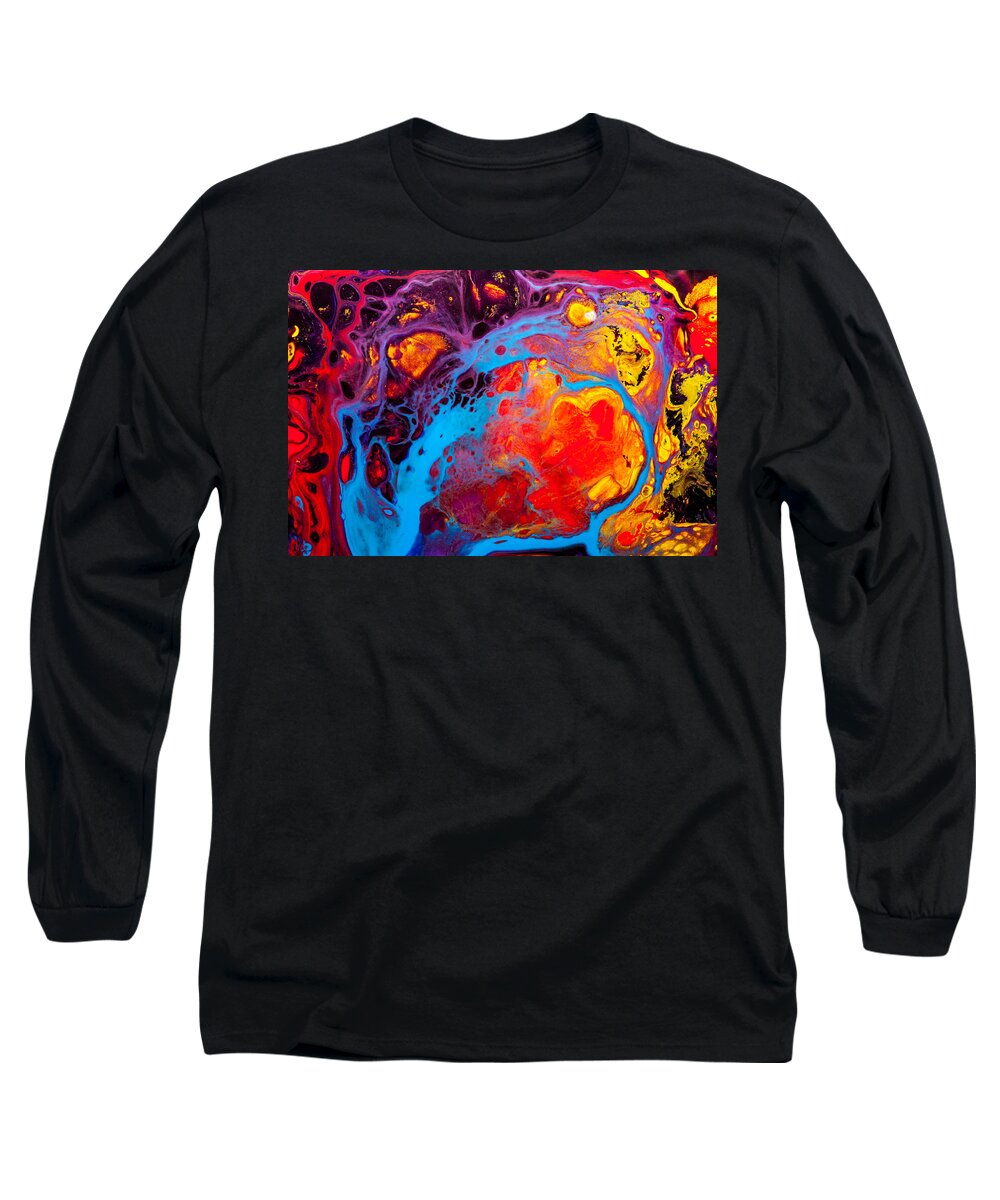 Abstract Long Sleeve T-Shirt featuring the painting Earth Water Wind Fire - Abstract Painting by Modern Abstract