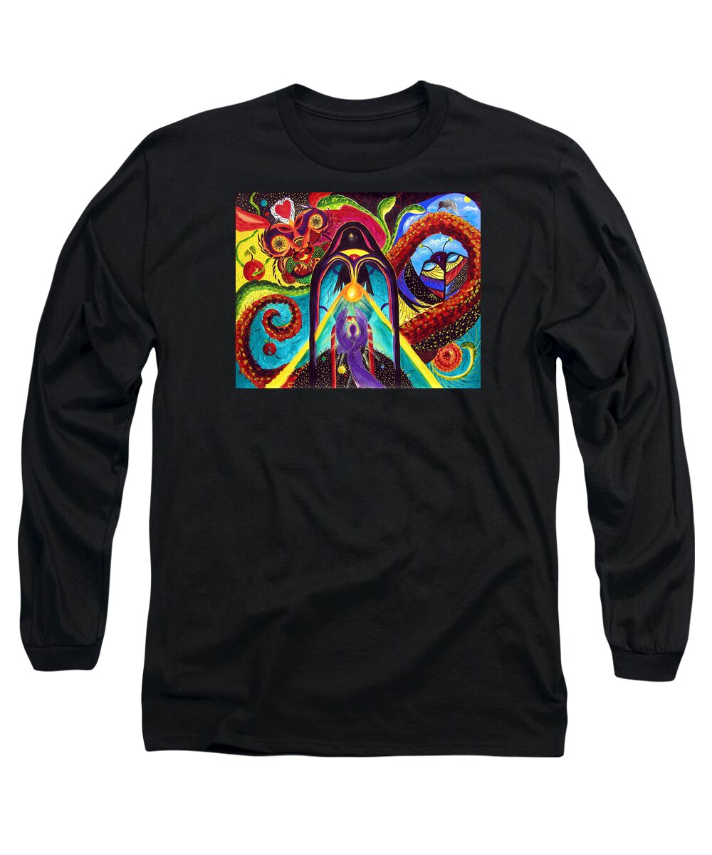 Abstract Long Sleeve T-Shirt featuring the painting Violet Angel by Marina Petro