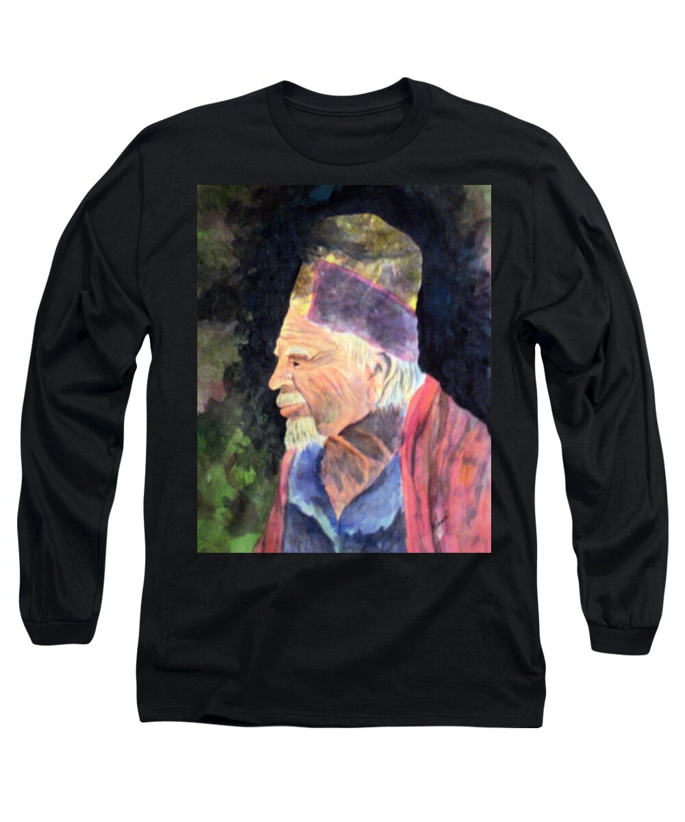 Elder Long Sleeve T-Shirt featuring the painting Elder by Susan Kubes