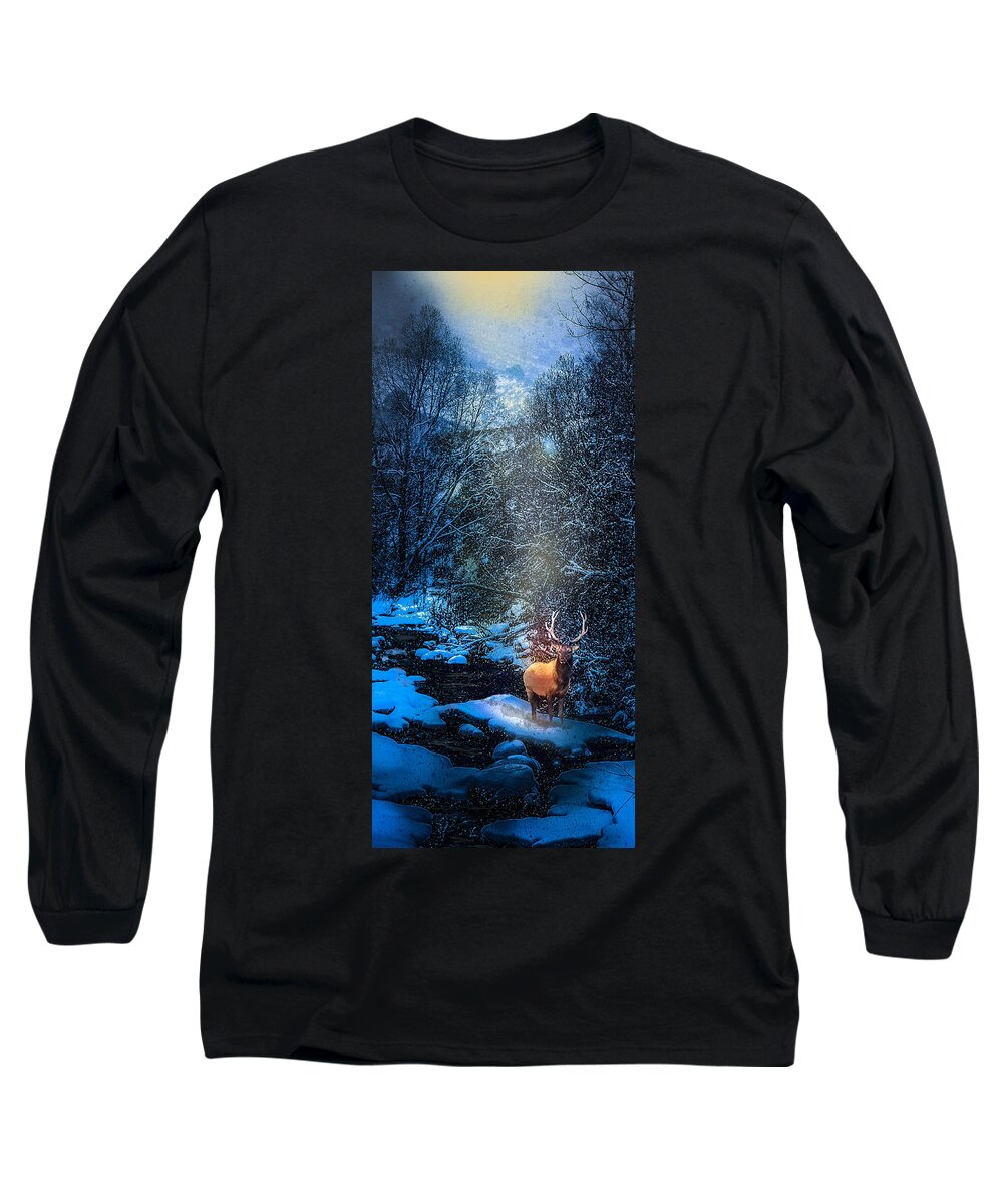 Wildlife Long Sleeve T-Shirt featuring the digital art Elk Creek by J Griff Griffin