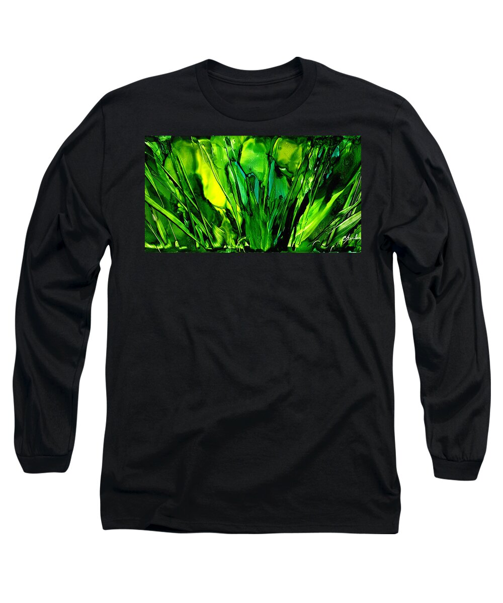 Emerald Long Sleeve T-Shirt featuring the painting Emerald Forest by Charlene Fuhrman-Schulz