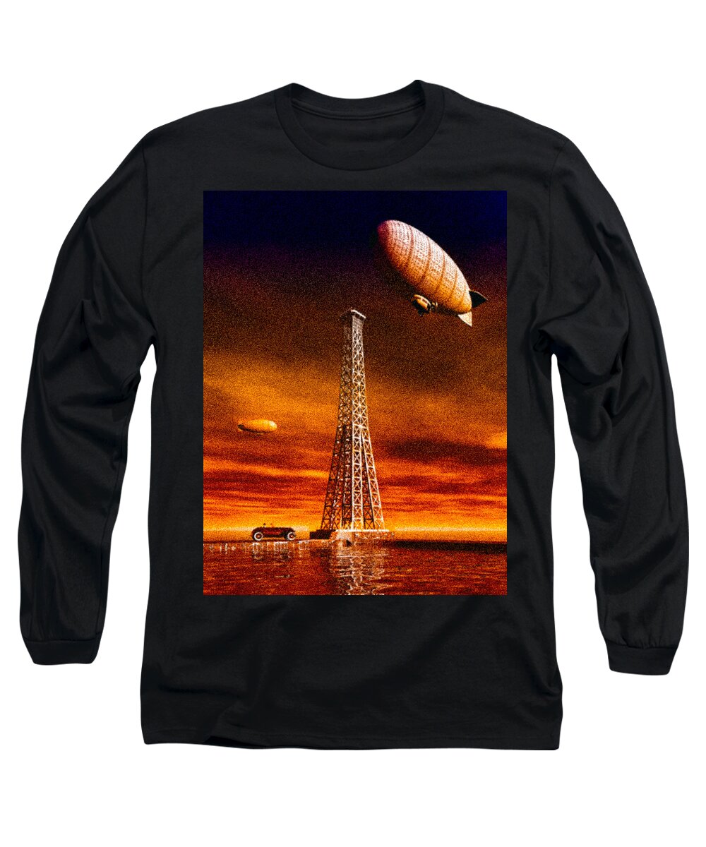 Airship Long Sleeve T-Shirt featuring the digital art End of the road by Bob Orsillo