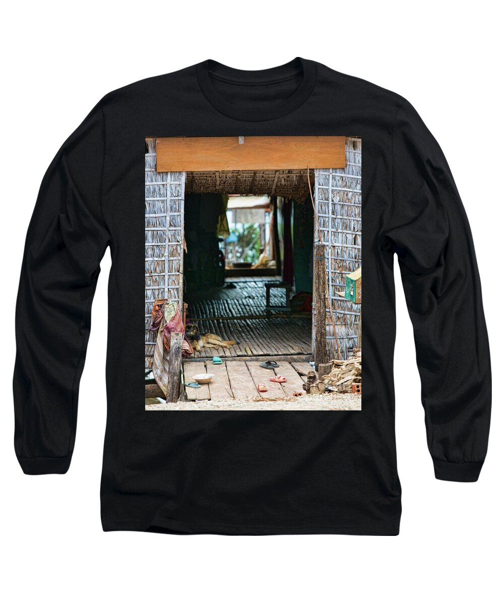 Cambodia Long Sleeve T-Shirt featuring the photograph Entrance to Tonle Sap Home by Chuck Kuhn