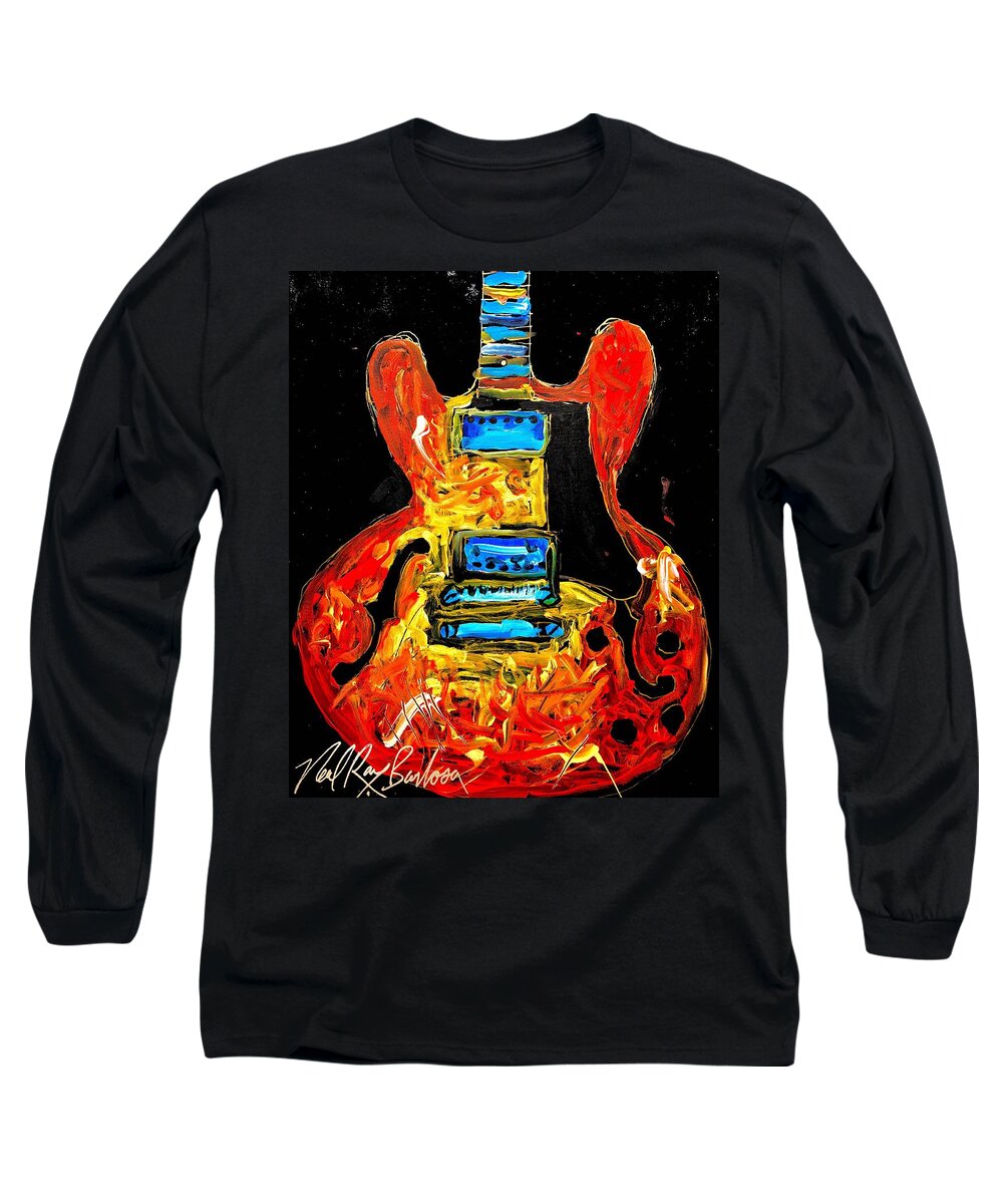 Guitar Gibson Es 335 Long Sleeve T-Shirt featuring the painting ES 335 San Antonio by Neal Barbosa