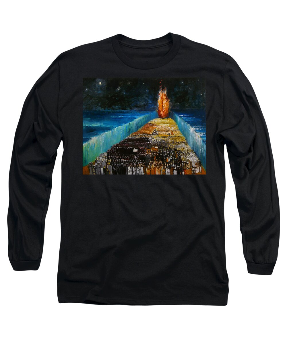 Exodus Long Sleeve T-Shirt featuring the painting Exodus by Richard Mcbee