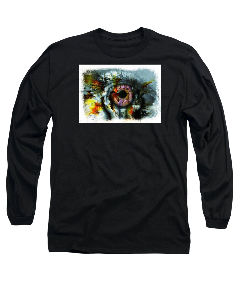 Art Print Long Sleeve T-Shirt featuring the painting Eye in Hands 001 by Gull G