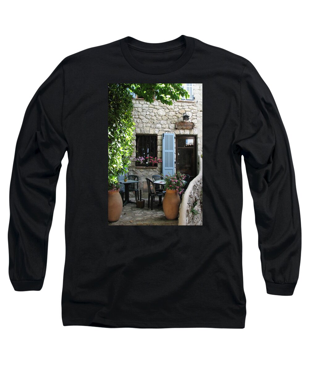 Eze Long Sleeve T-Shirt featuring the photograph Eze Cobblestone Patio by Carla Parris