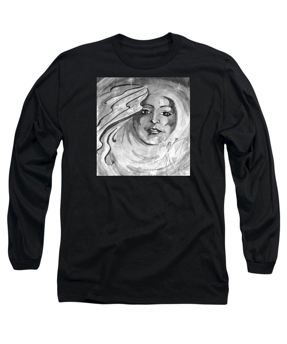 Faerie Long Sleeve T-Shirt featuring the drawing Faerie by Leanne Seymour