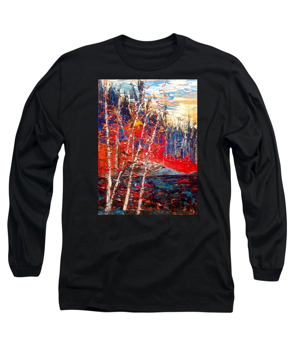 Abstract Landscape Painting Long Sleeve T-Shirt featuring the painting Fall by Desmond Raymond