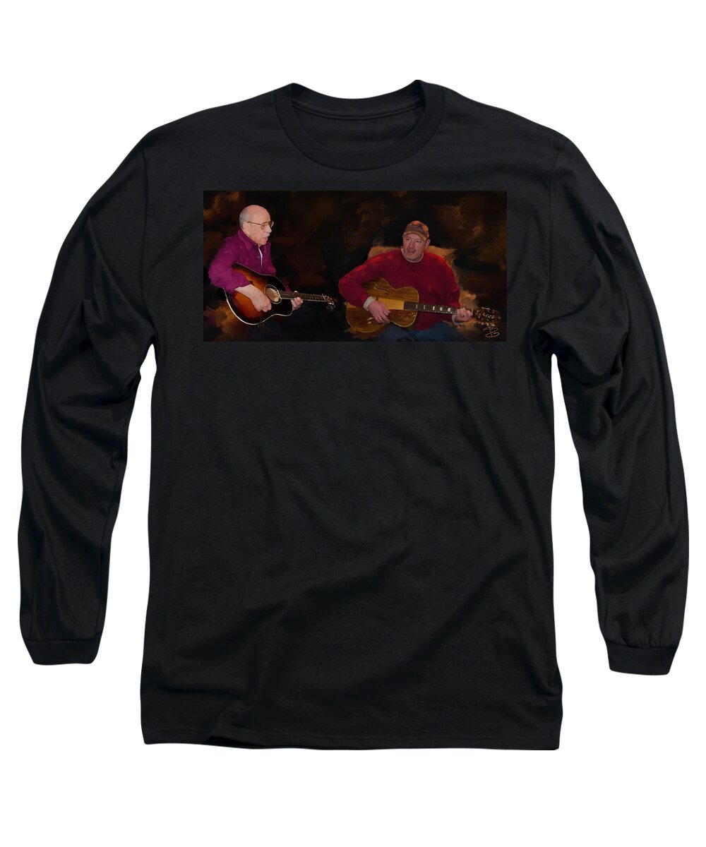 Casual Long Sleeve T-Shirt featuring the digital art Family guitar get together by Debra Baldwin