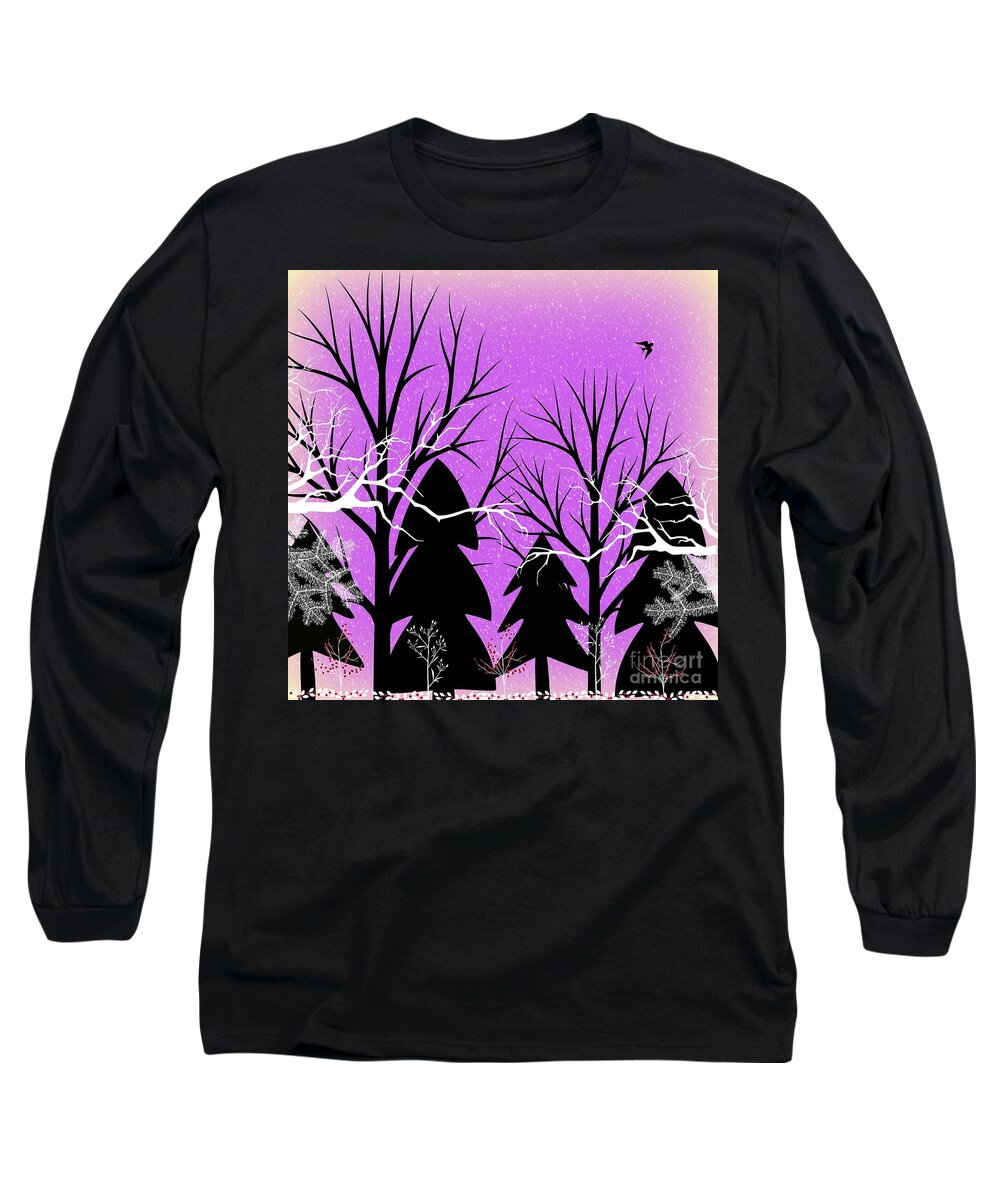 Forest Long Sleeve T-Shirt featuring the digital art Fantasy Forest by Diamante Lavendar
