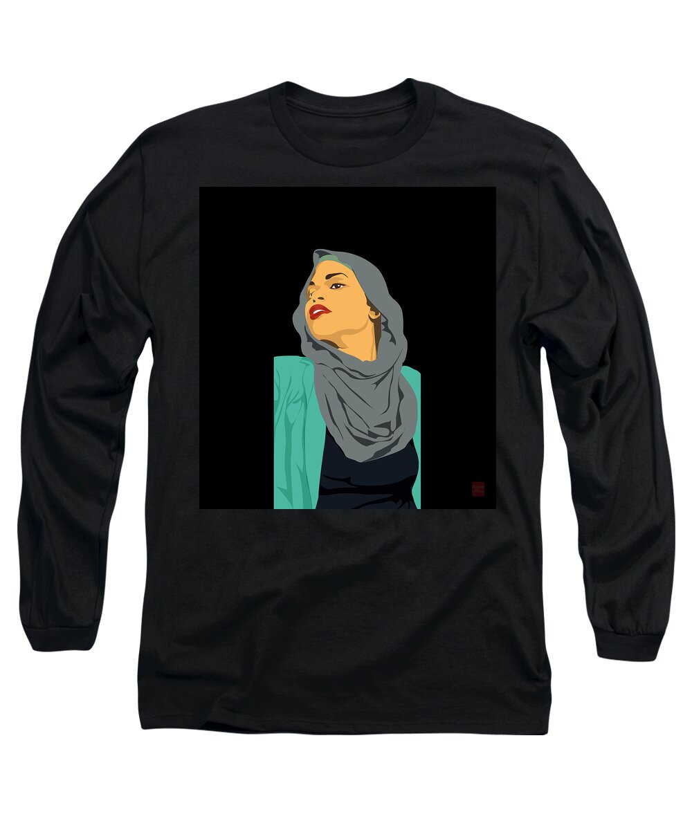 Black Long Sleeve T-Shirt featuring the digital art Fatima by Scheme Of Things Graphics