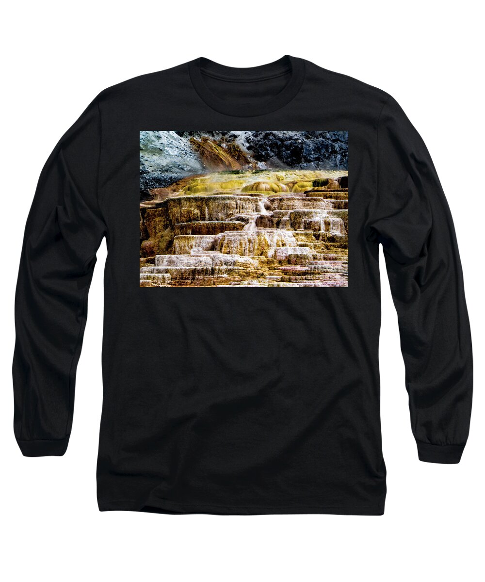 Yellowstone Long Sleeve T-Shirt featuring the photograph Hot Spring by Adam Morsa