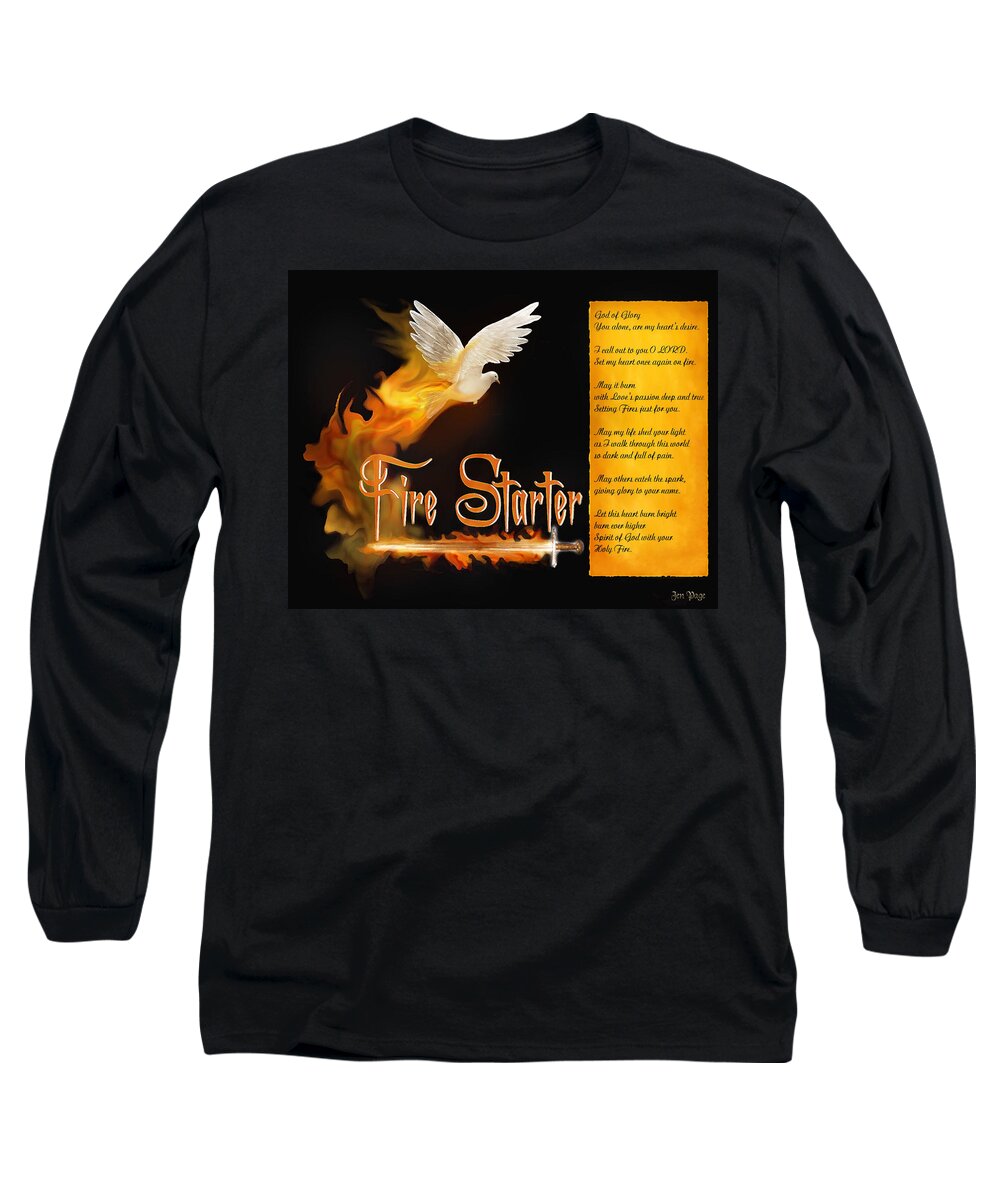 Jennifer Page Long Sleeve T-Shirt featuring the digital art Fire Starter Poem by Jennifer Page