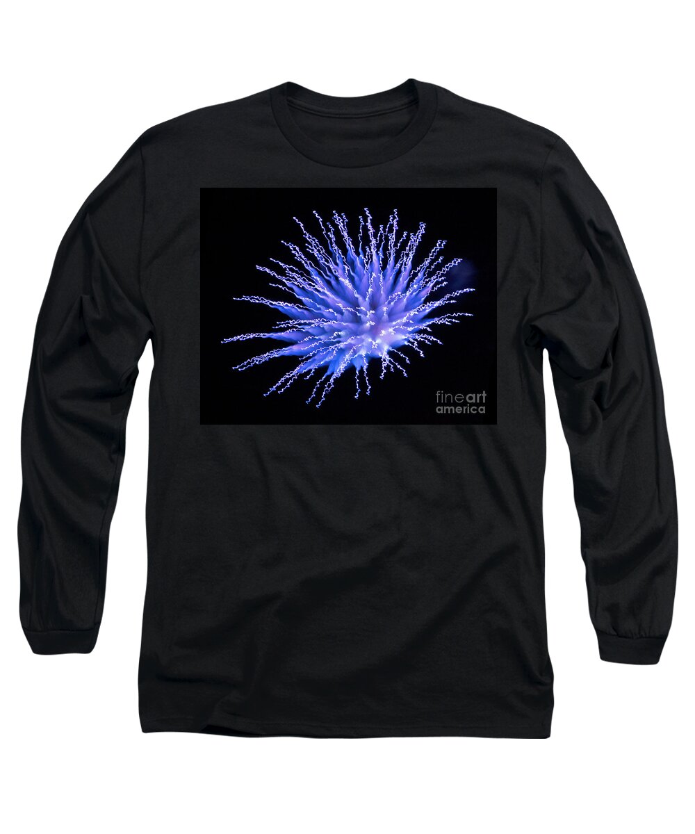 Array Long Sleeve T-Shirt featuring the photograph Fireworks in Ultra Blue by Martin Konopacki