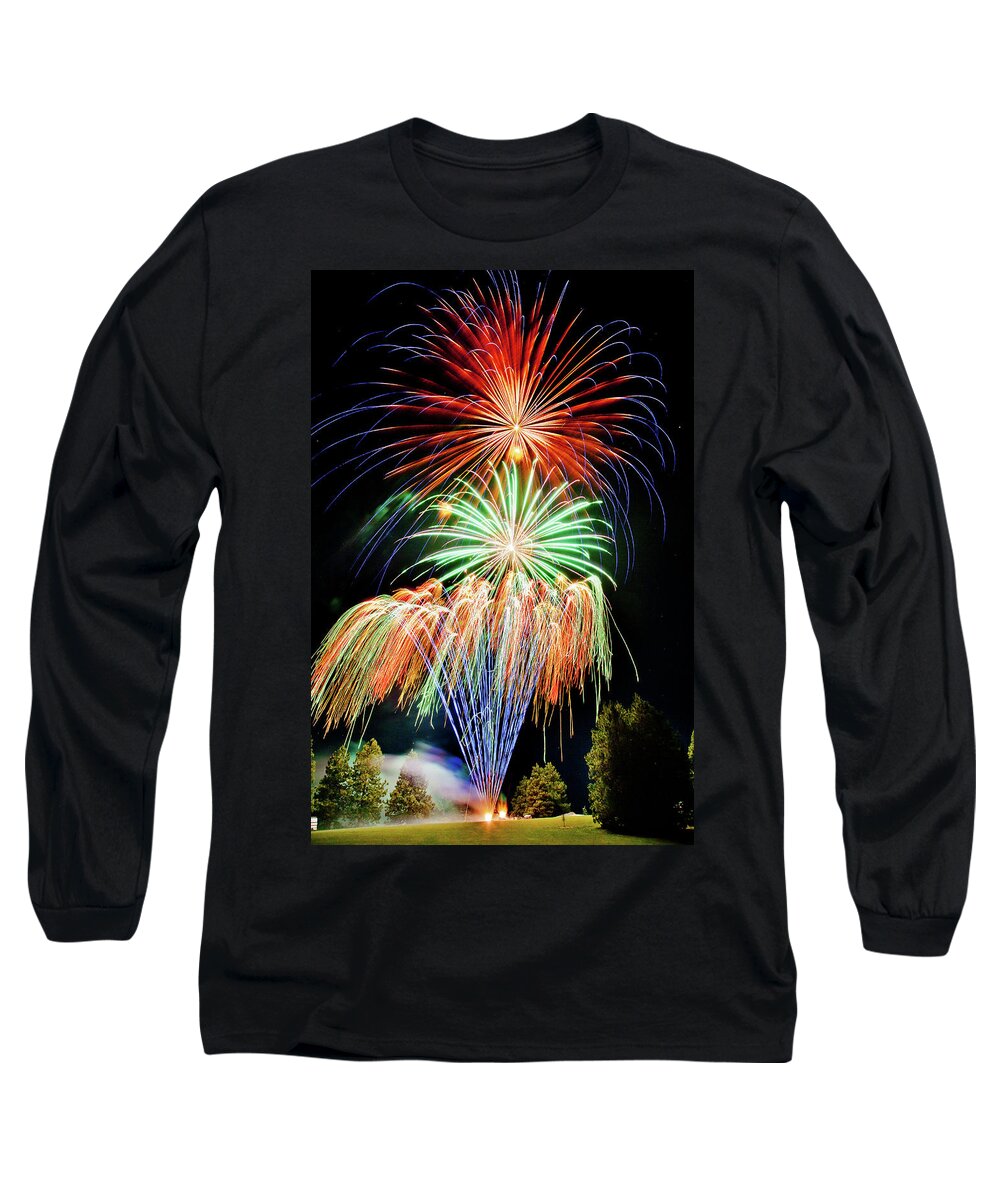 Fireworks Long Sleeve T-Shirt featuring the photograph Fireworks no.1 by Niels Nielsen