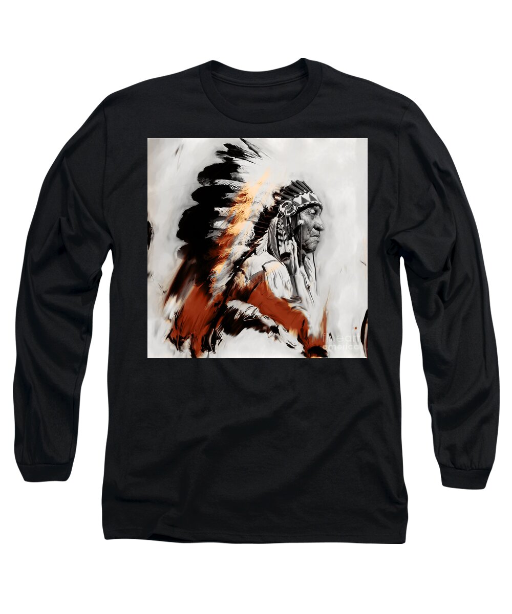 Chief Long Sleeve T-Shirt featuring the painting First Generation 02a by Gull G