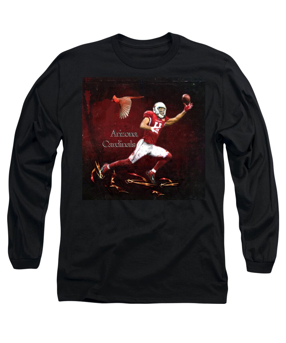Arizona Cardinals Long Sleeve T-Shirt featuring the painting Fitzmagic by Colleen Taylor