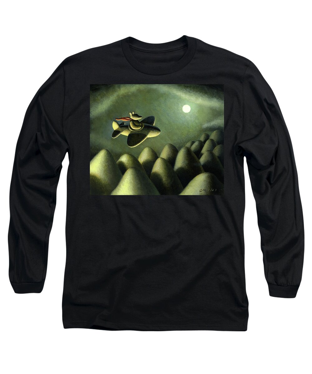 Plane Long Sleeve T-Shirt featuring the painting Flight over the Bugaboos by Chris Miles