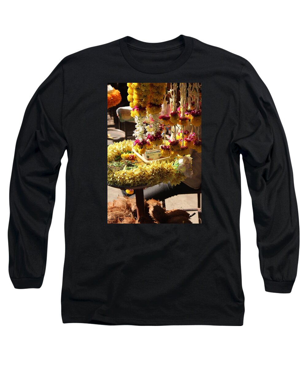 Flowers Long Sleeve T-Shirt featuring the photograph Flowers in the Market, Near Sajjangad 2 by Jennifer Mazzucco