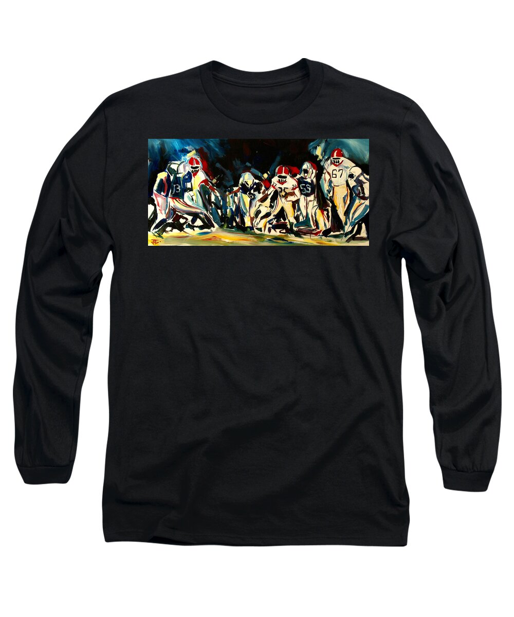  Long Sleeve T-Shirt featuring the painting Football Night by John Gholson