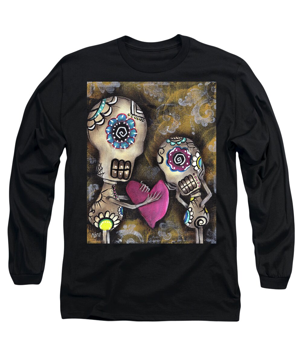 Day Of The Dead Long Sleeve T-Shirt featuring the painting For You by Abril Andrade