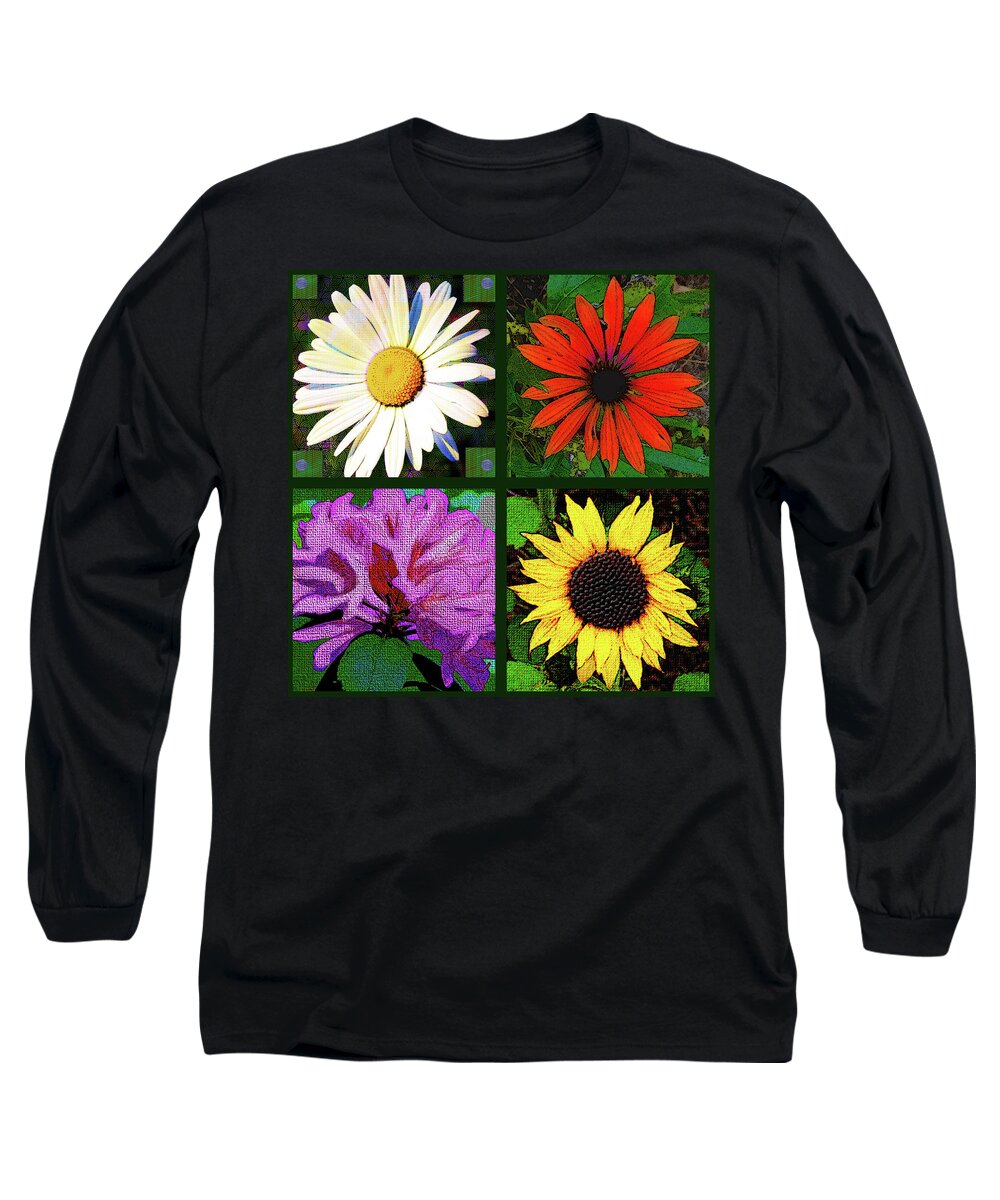 Flowers Long Sleeve T-Shirt featuring the digital art Four Flowers by Rod Whyte