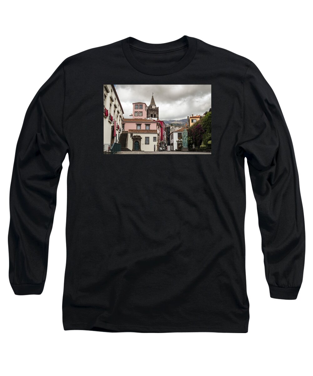 Madeira Long Sleeve T-Shirt featuring the photograph Funchal alley by Claudio Maioli