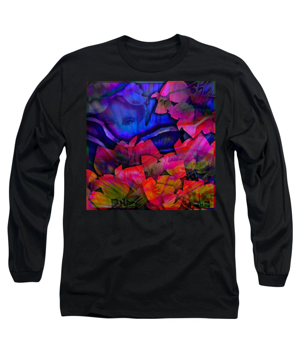 Garden Long Sleeve T-Shirt featuring the digital art Garden Angel by Barbara Berney