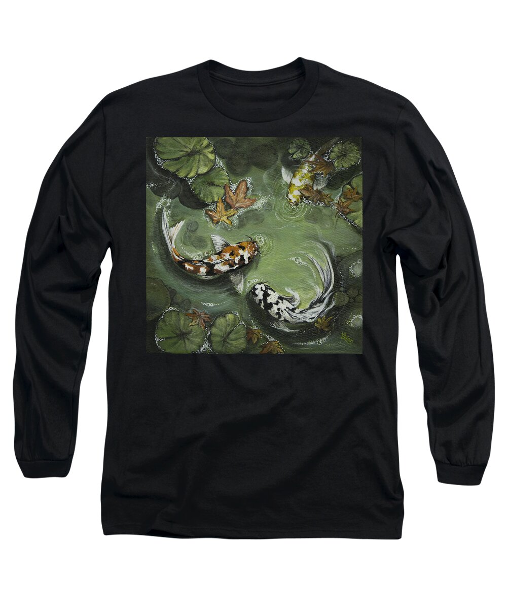 Koi Pond Long Sleeve T-Shirt featuring the painting Gathering In Light, Re-make by Vivian Casey Fine Art