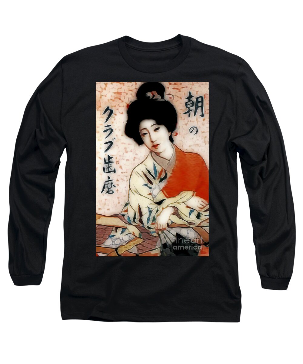Japan Long Sleeve T-Shirt featuring the digital art Geisha in Waiting by Ian Gledhill