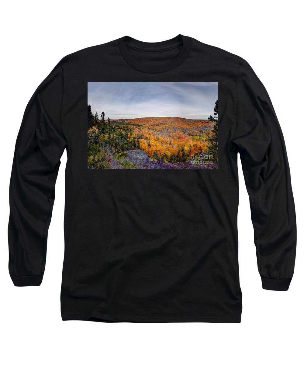 Lutsen Mountain Resort Long Sleeve T-Shirt featuring the photograph Glorious Autumn Lutsen Mountain Resort North Shore Minnesota by Wayne Moran