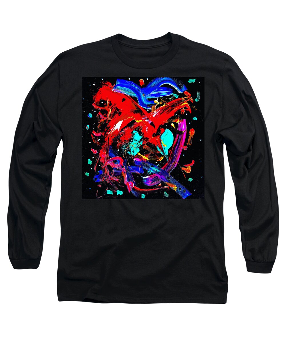 Abstract Long Sleeve T-Shirt featuring the painting Living Heart by Neal Barbosa
