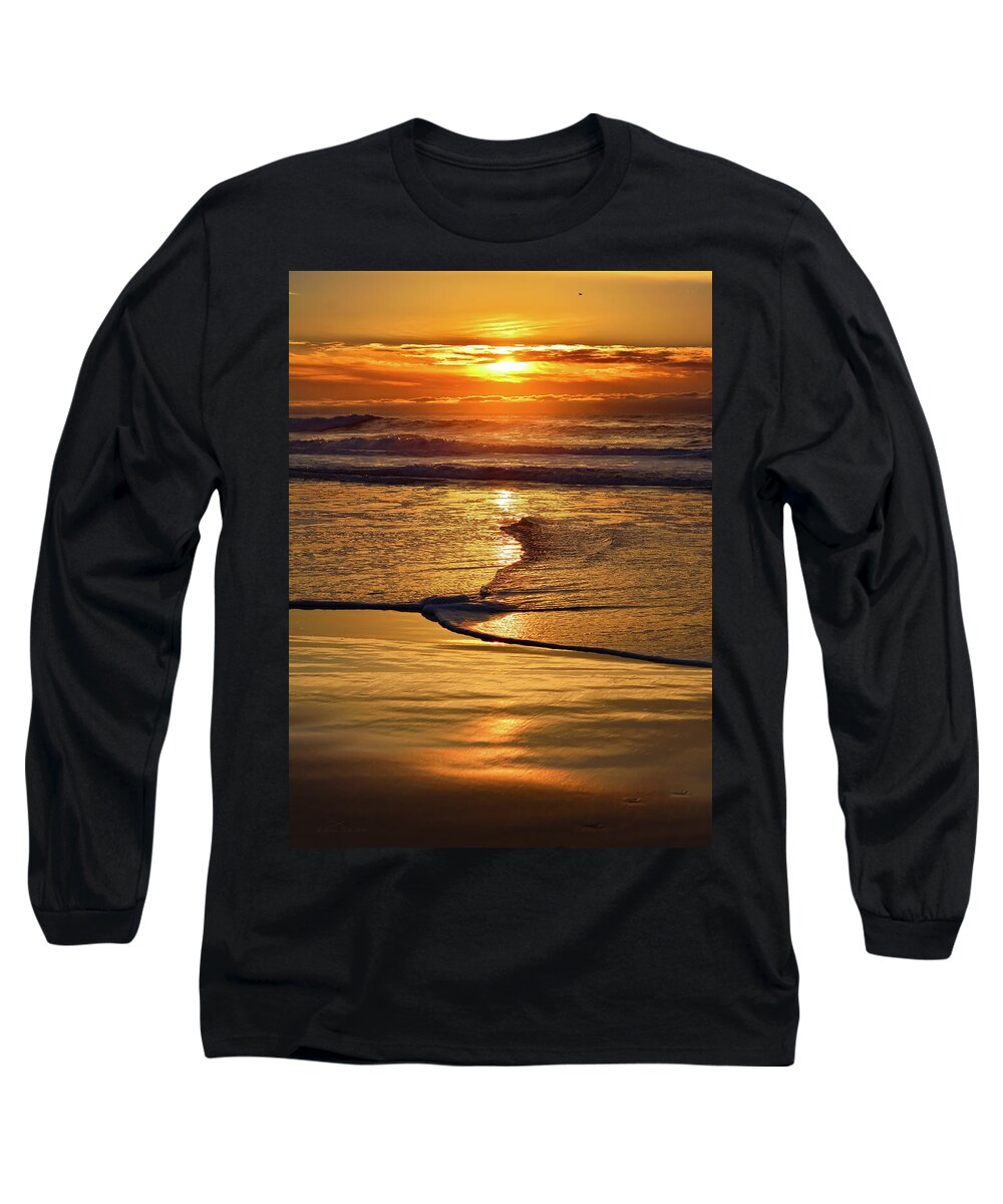 Beach Long Sleeve T-Shirt featuring the photograph Golden Pacific Sunset by Brian Tada