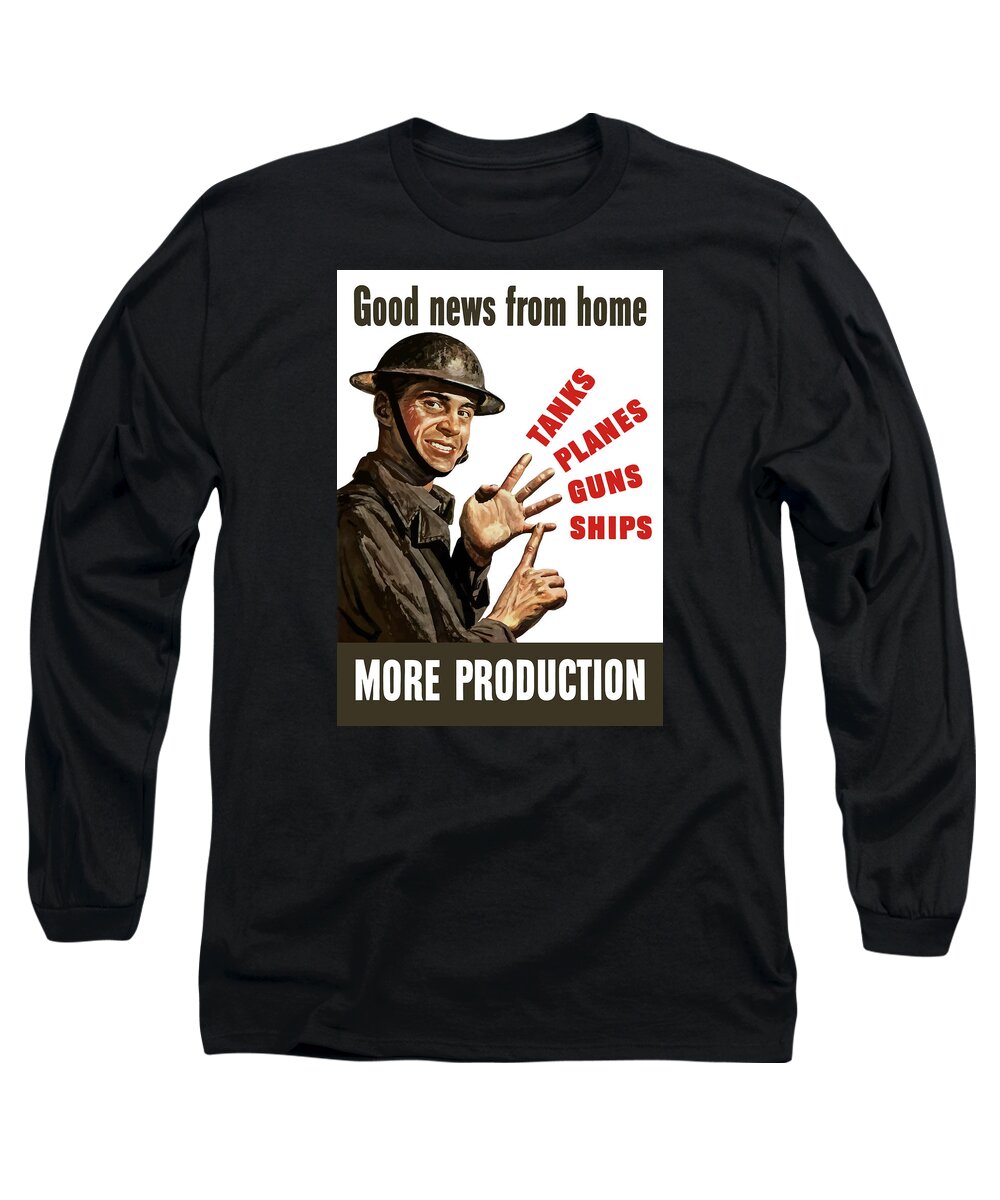 Wwii Long Sleeve T-Shirt featuring the painting Good News From Home - More Production by War Is Hell Store