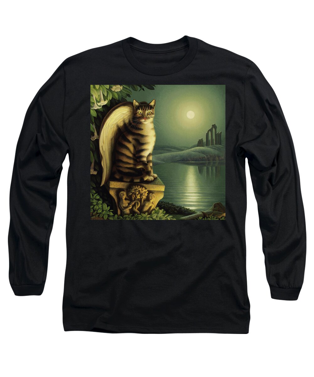 Cat Long Sleeve T-Shirt featuring the painting Gothic by Chris Miles