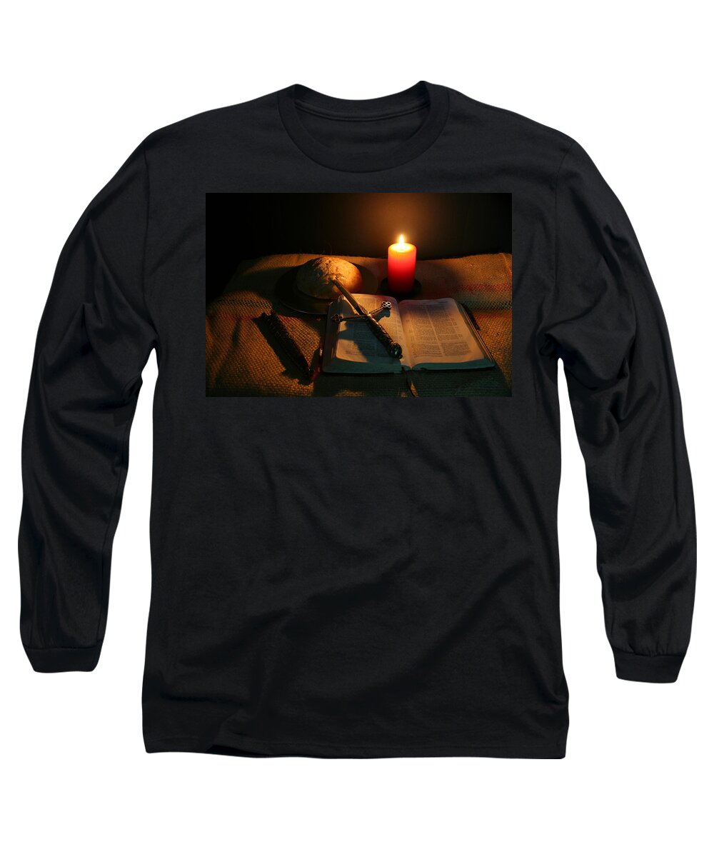 Stilllife Long Sleeve T-Shirt featuring the photograph Grandfathers Bible by Doug Mills