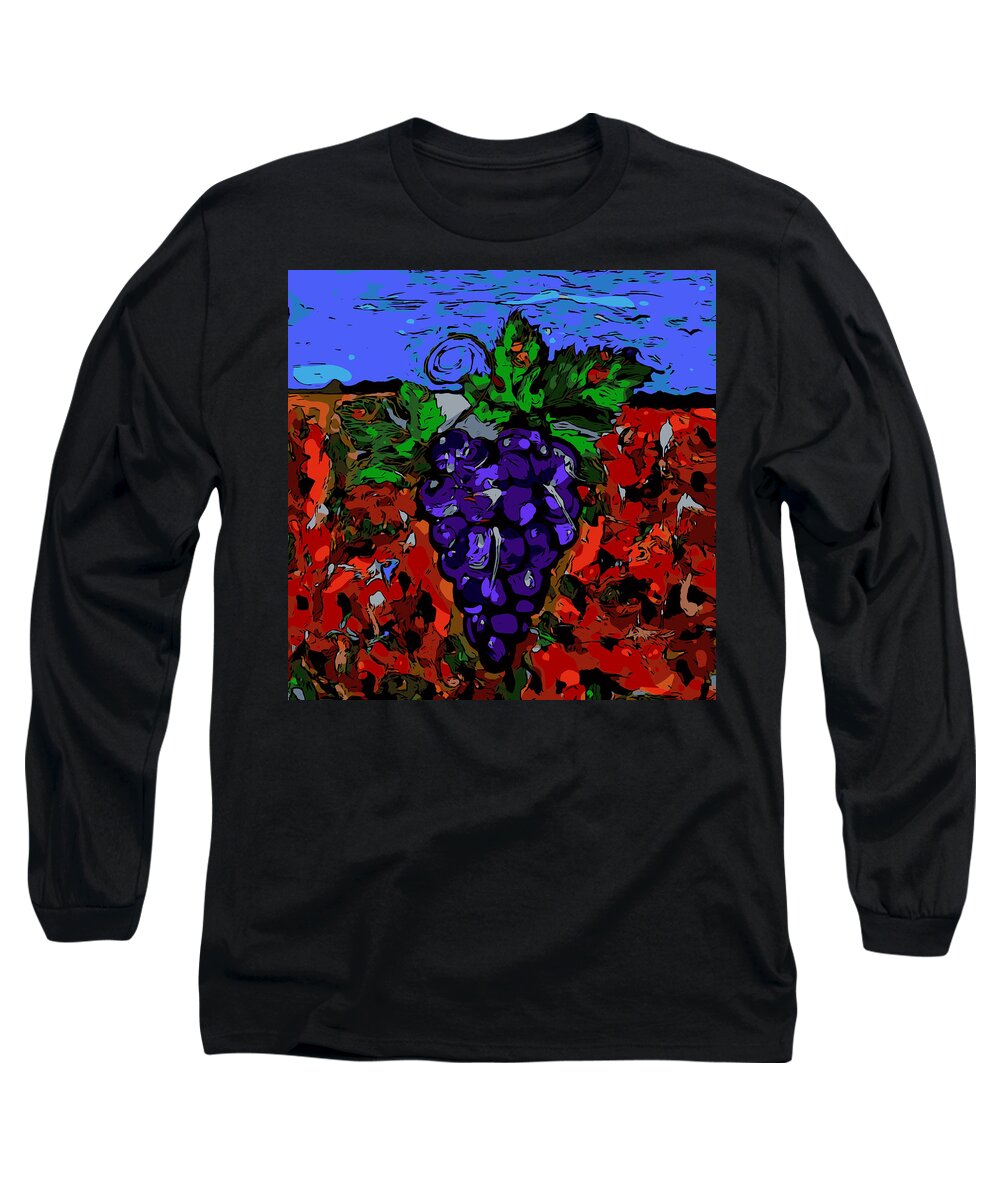 Grapes Long Sleeve T-Shirt featuring the digital art Grape Jazz digital by Neal Barbosa