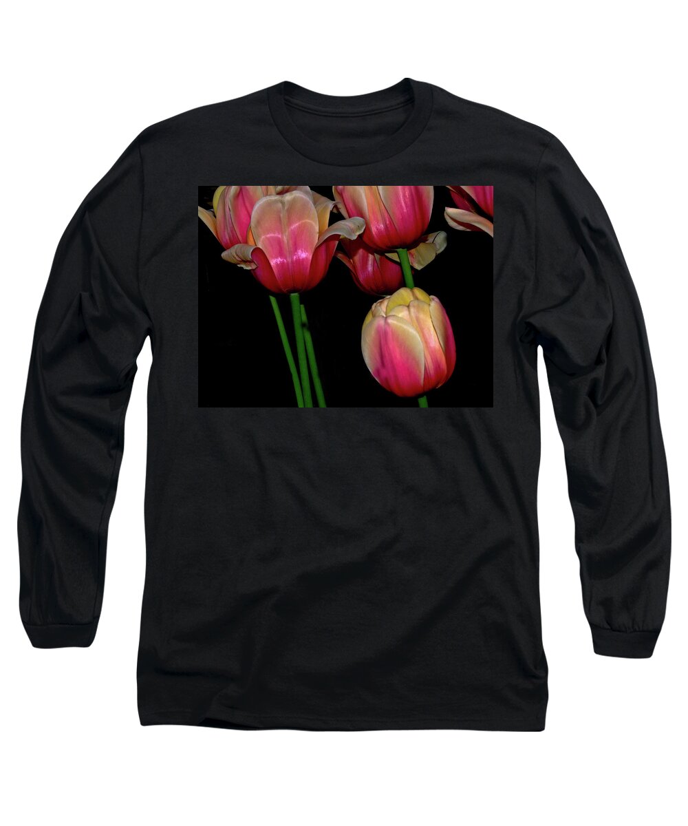 Tulip Long Sleeve T-Shirt featuring the photograph Grouping ofPink and Yellow Tulips by Frances Ann Hattier