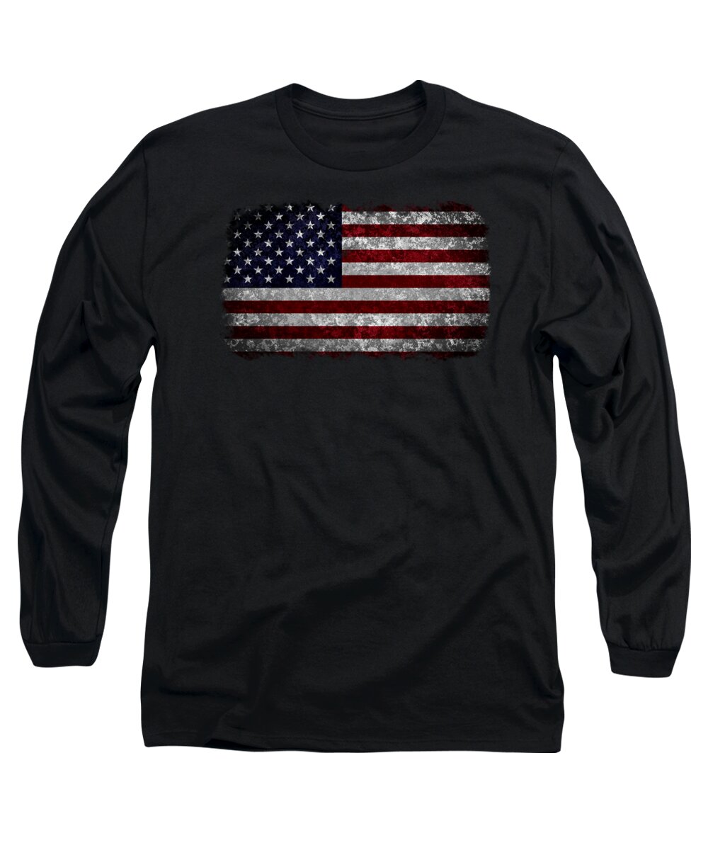  Usa Long Sleeve T-Shirt featuring the digital art Grunge American Flag by Martin Capek