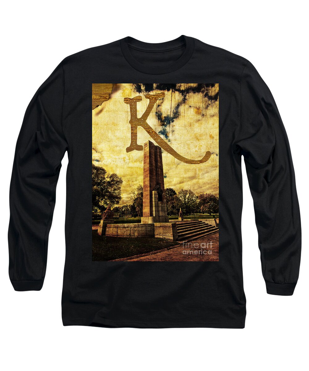 Kings Long Sleeve T-Shirt featuring the photograph Grungy Melbourne Australia Alphabet Series Letter K Kings Domain by Beverly Claire Kaiya