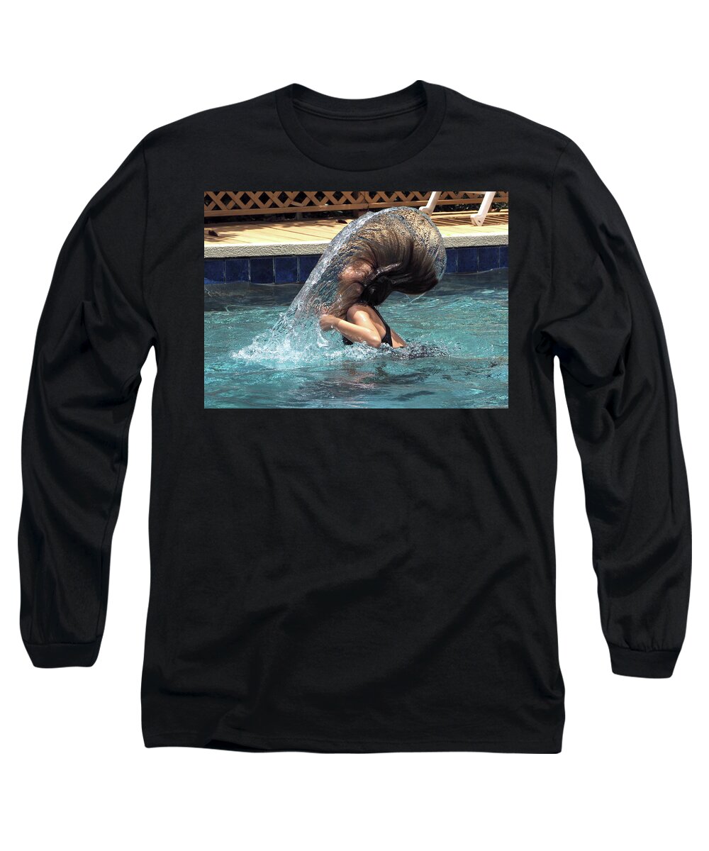 Kid Long Sleeve T-Shirt featuring the photograph Hair Toss by Farol Tomson