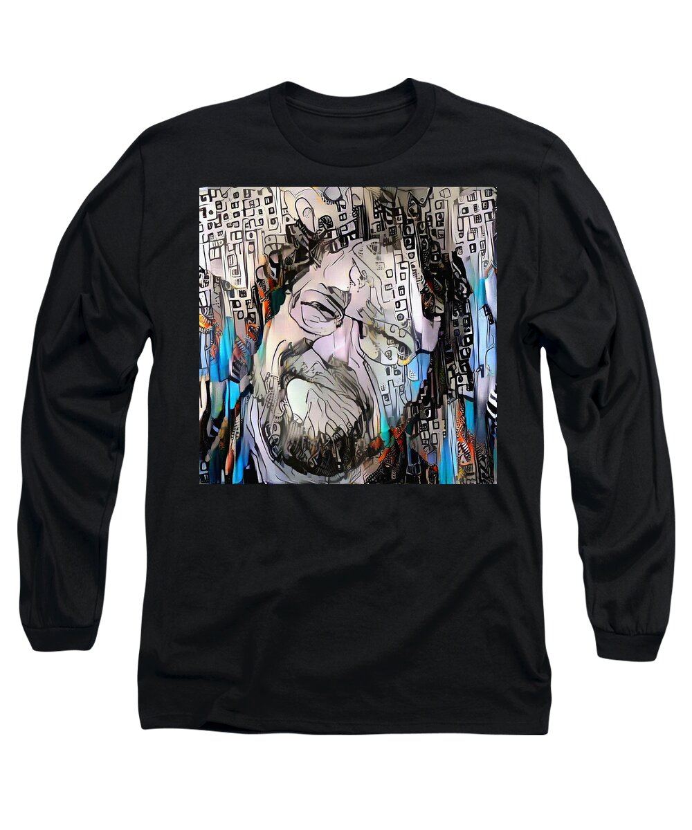 Man Long Sleeve T-Shirt featuring the digital art Happy Man's Face by Bruce Rolff